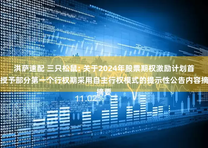 洪萨速配 三只松鼠: 关于2024年股票期权激励计划首次授予部分第一个行权期采用自主行权模式的提示性公告内容摘要