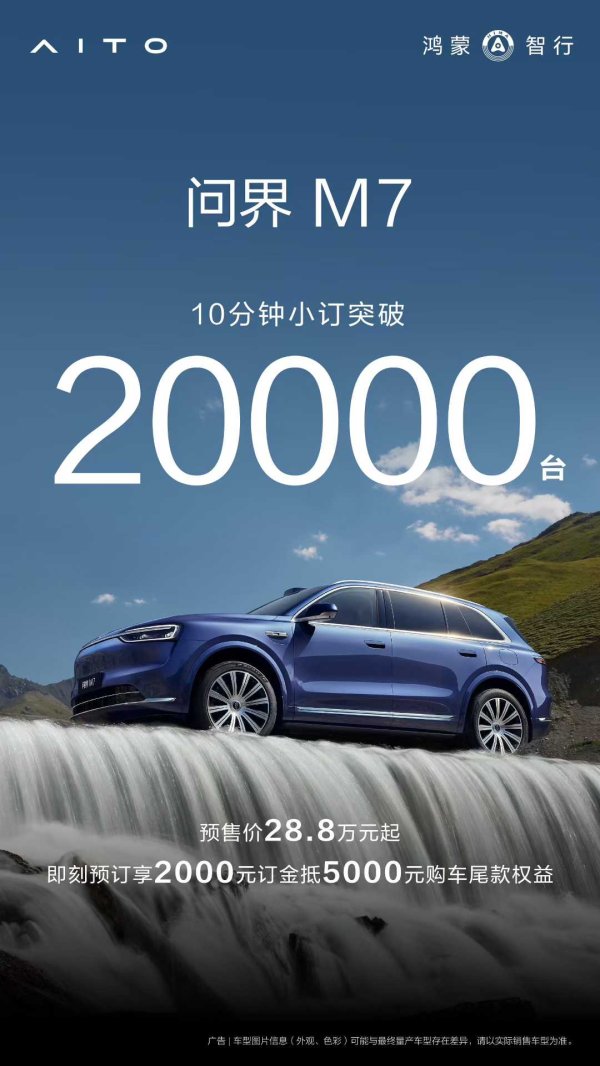 新宝策略 全新问界M7开启预定即火爆，1小时小订破10万，设计智能续航皆出众