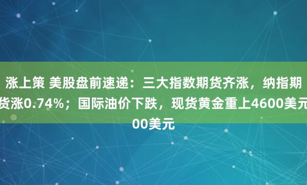 涨上策 美股盘前速递：三大指数期货齐涨，纳指期货涨0.74%；国际油价下跌，现货黄金重上4600美元